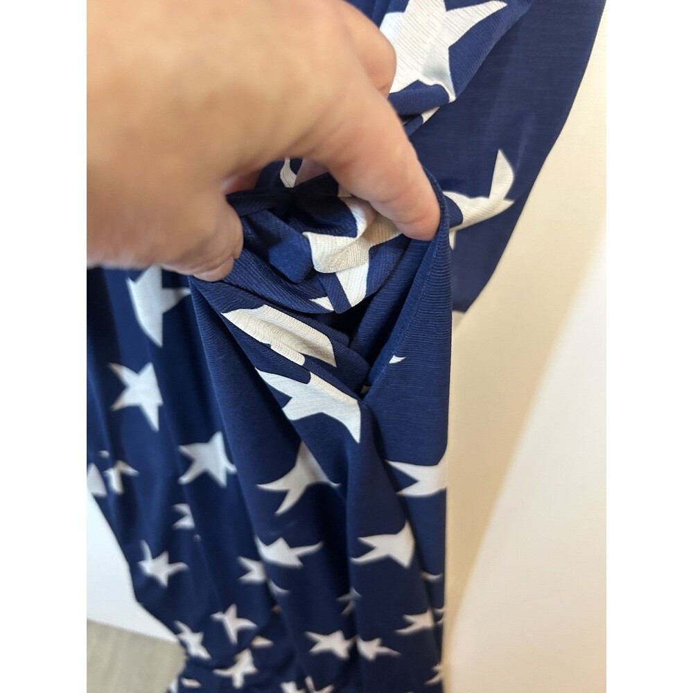 Heimish U.S.A. Women’s 2XL Navy Blue White Stars Maxi Dress Sleeveless Pockets - Picture 9 of 13